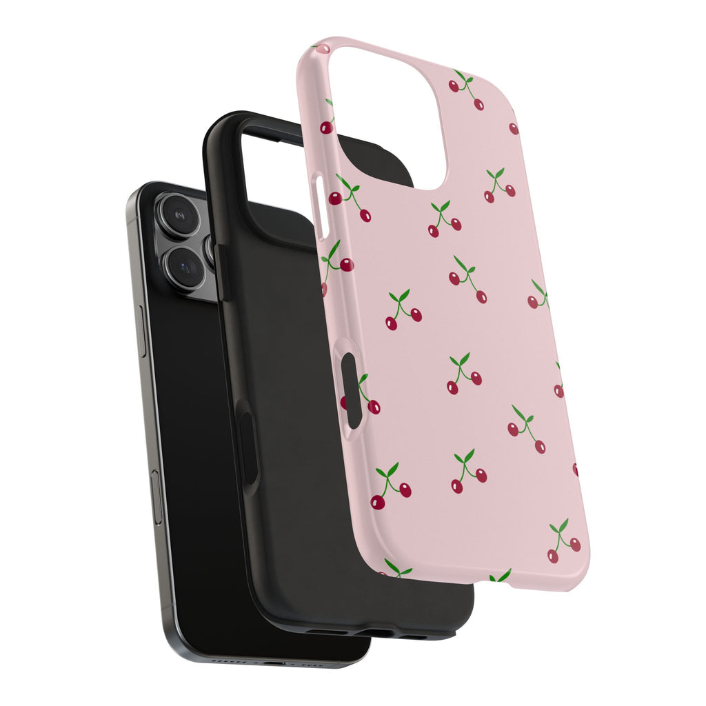 Cherry Pattern Tough Phone Case — Pink Protective iPhone Cover