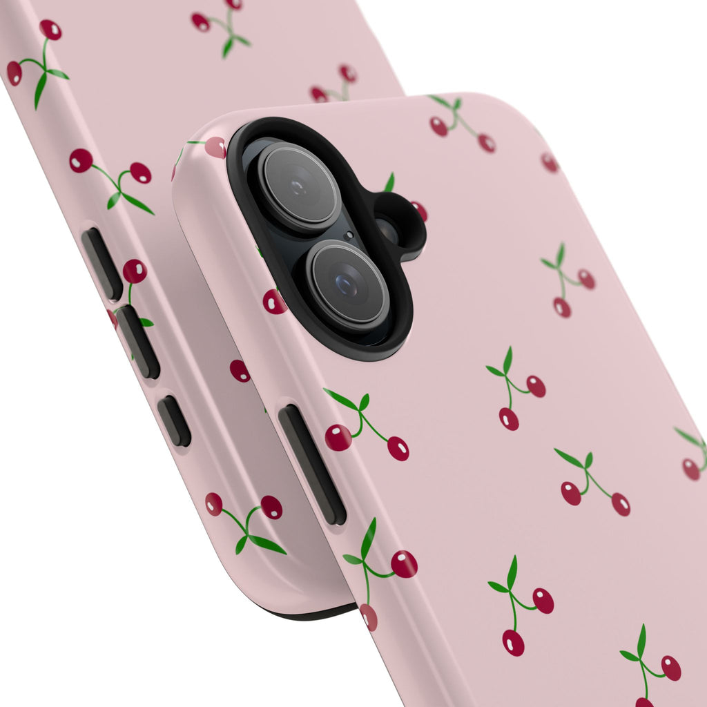 Cherry Pattern Tough Phone Case — Pink Protective iPhone Cover