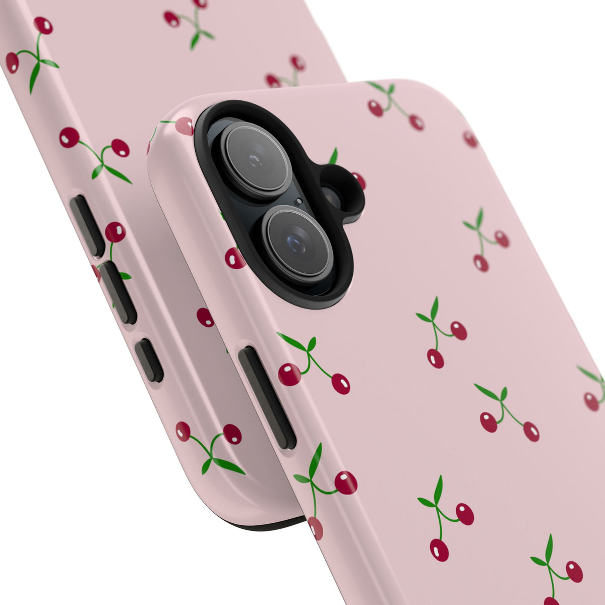 Cherry Pattern Tough Phone Case — Pink Protective iPhone Cover