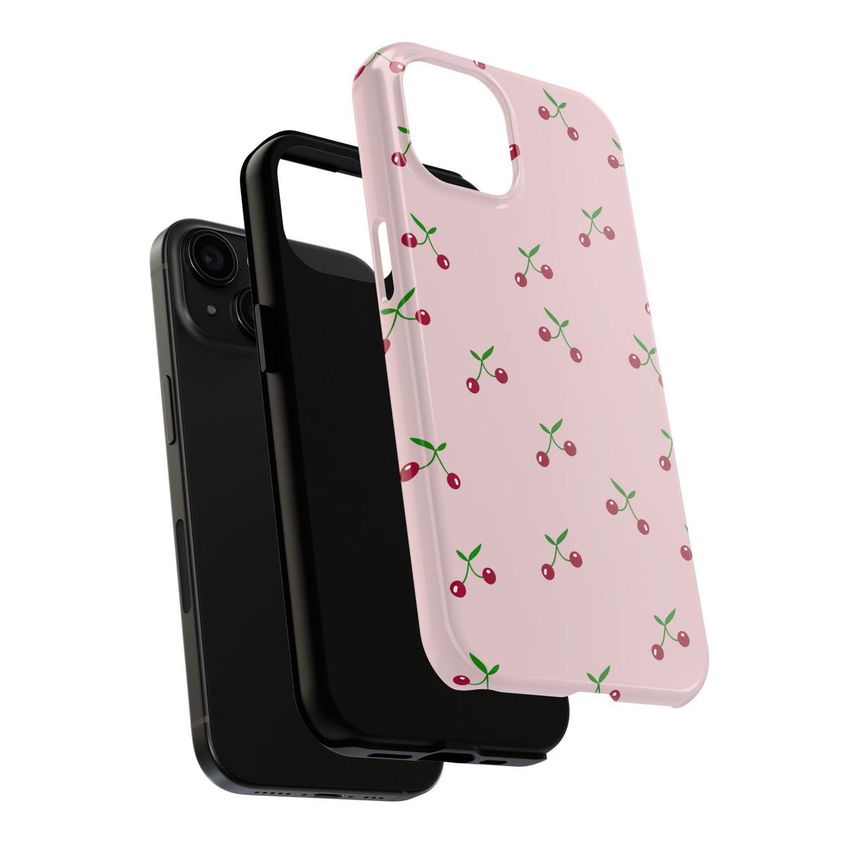 Cherry Pattern Tough Phone Case — Pink Protective iPhone Cover