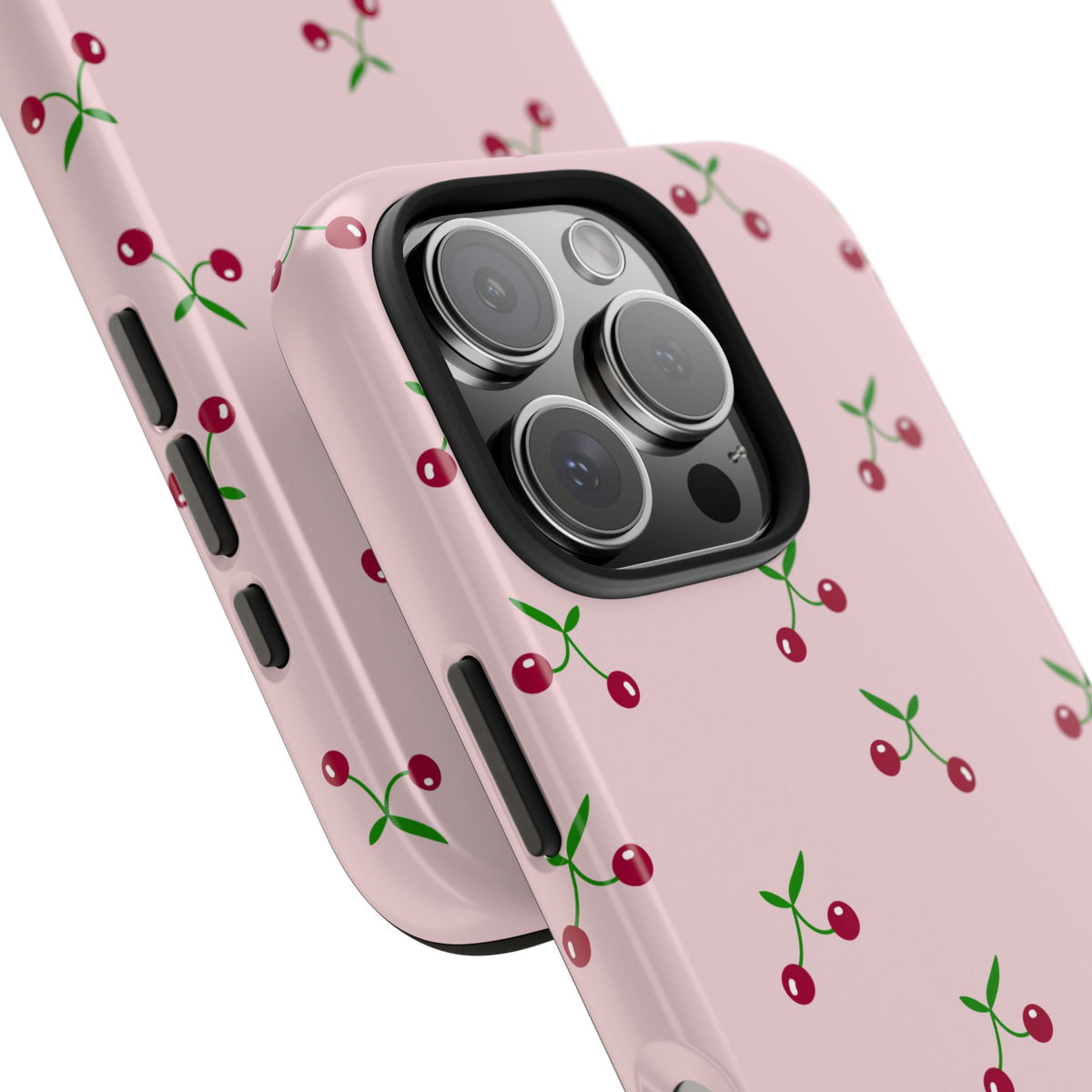 Cherry Pattern Tough Phone Case — Pink Protective iPhone Cover