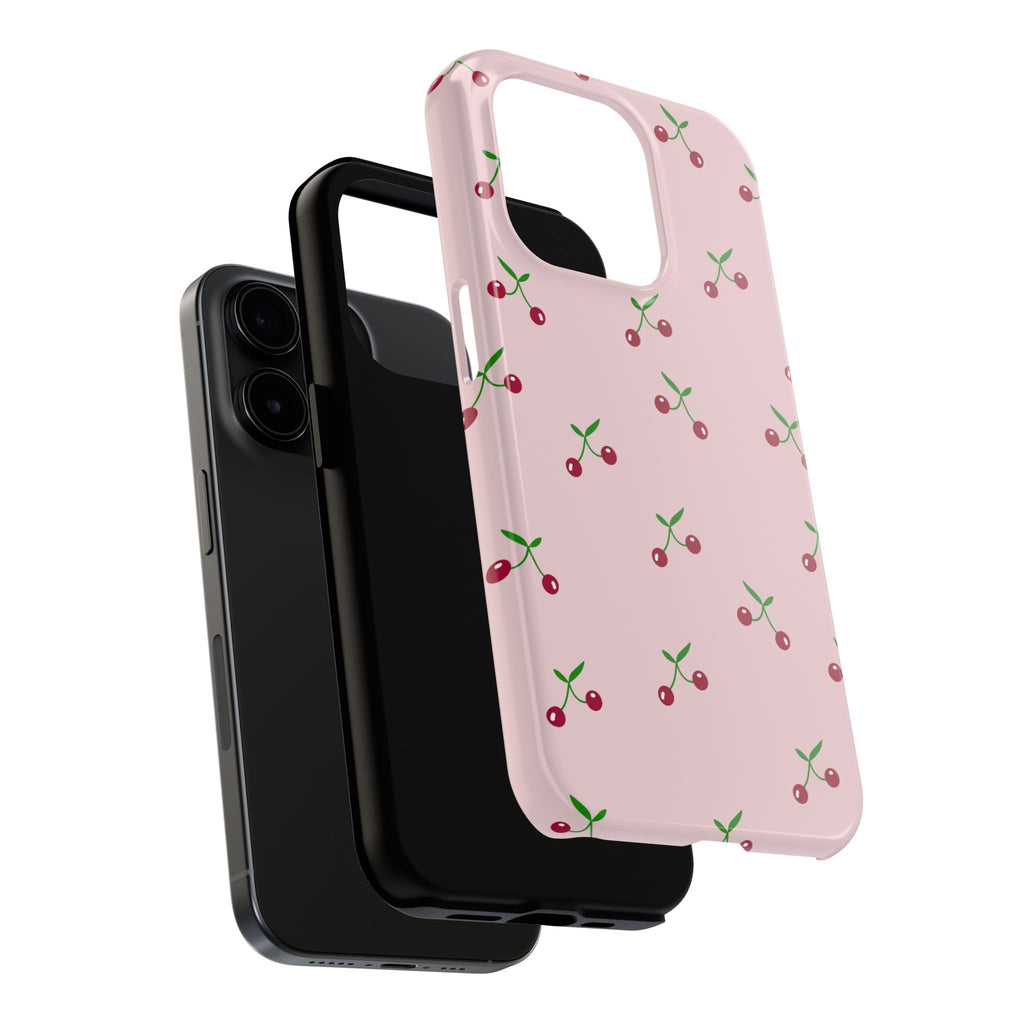 Cherry Pattern Tough Phone Case — Pink Protective iPhone Cover