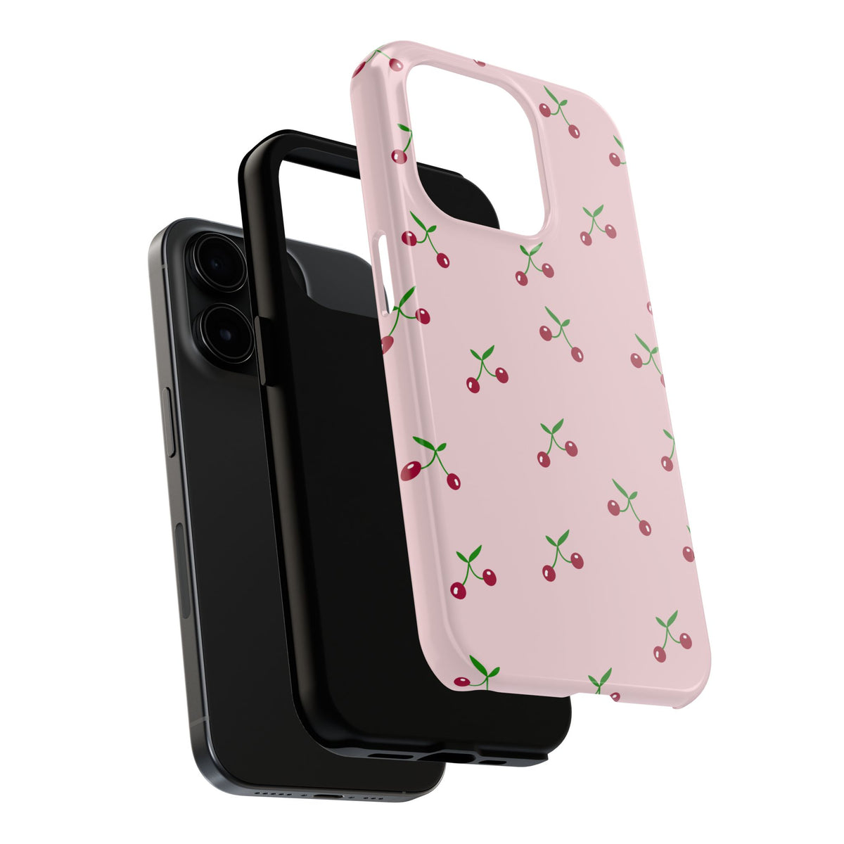 Cherry Pattern Tough Phone Case — Pink Protective iPhone Cover