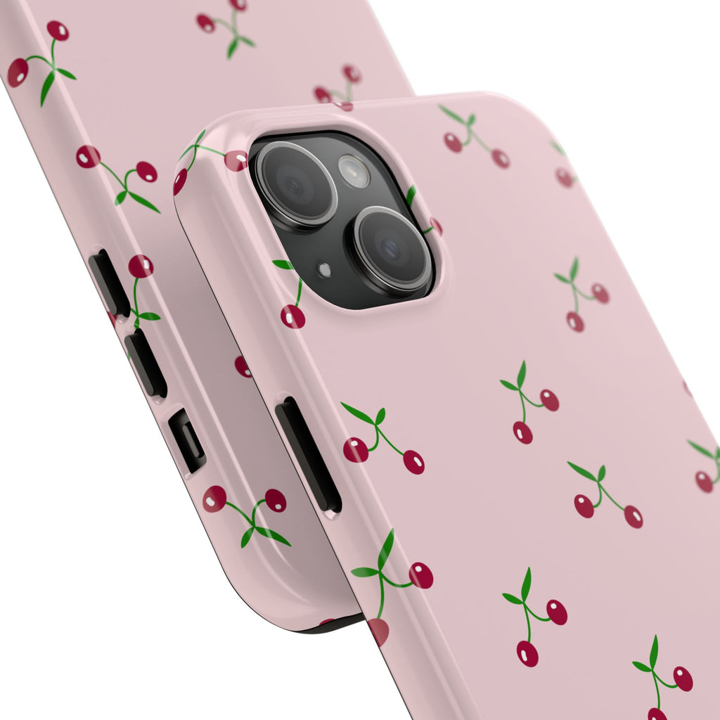 Cherry Pattern Tough Phone Case — Pink Protective iPhone Cover