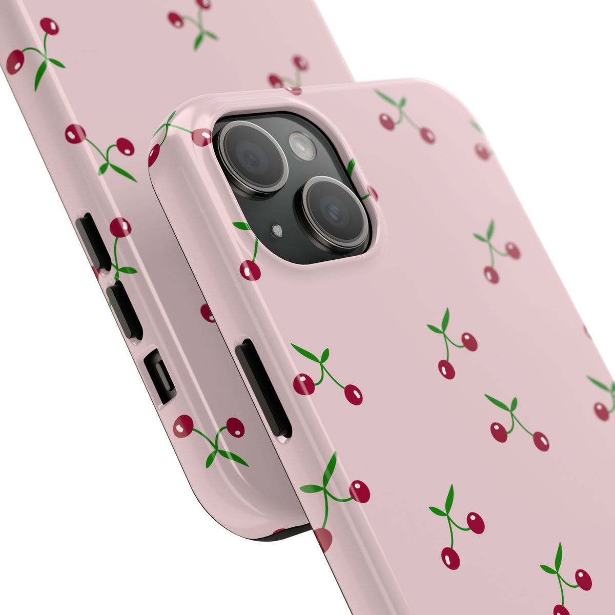 Cherry Pattern Tough Phone Case — Pink Protective iPhone Cover