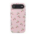 Cherry Pattern Tough Phone Case — Pink Protective iPhone Cover
