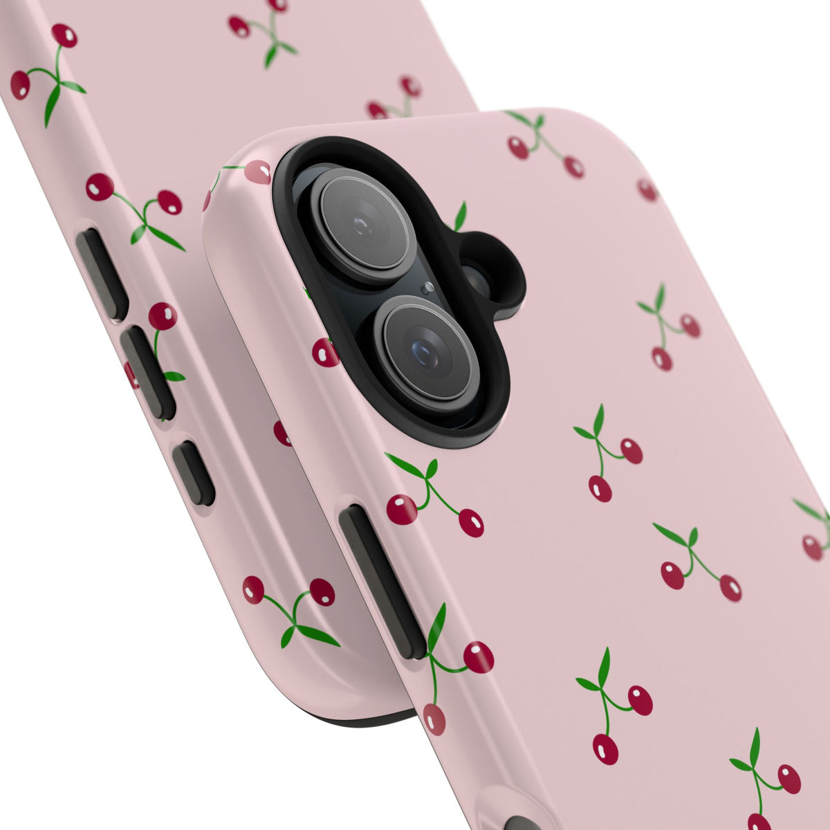 Cherry Pattern Tough Phone Case — Pink Protective iPhone Cover