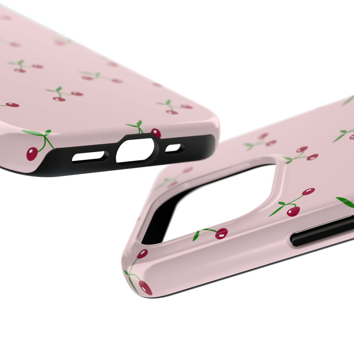 Cherry Pattern Tough Phone Case — Pink Protective iPhone Cover