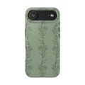 Floral Vine Tough Phone Case — Sage Green Protective iPhone Cover
