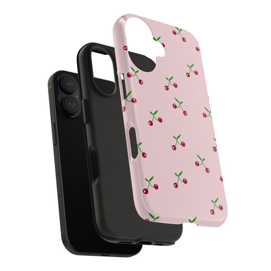Cherry Pattern Tough Phone Case — Pink Protective iPhone Cover