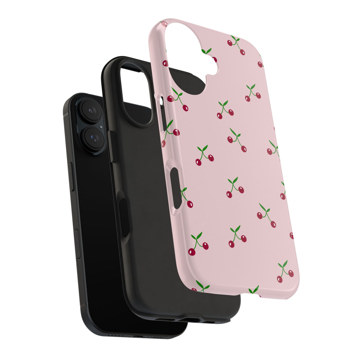 Cherry Pattern Tough Phone Case — Pink Protective iPhone Cover