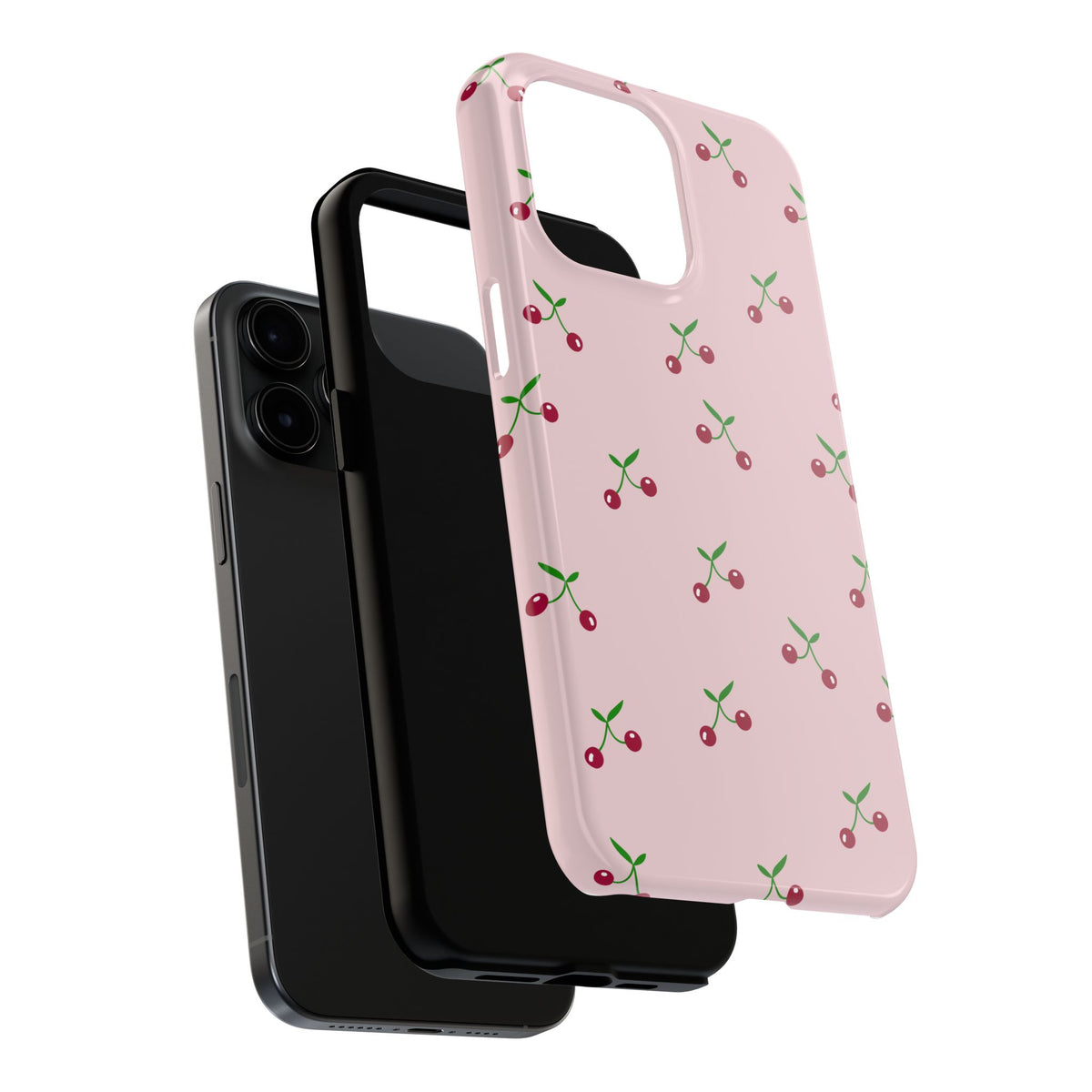 Cherry Pattern Tough Phone Case — Pink Protective iPhone Cover