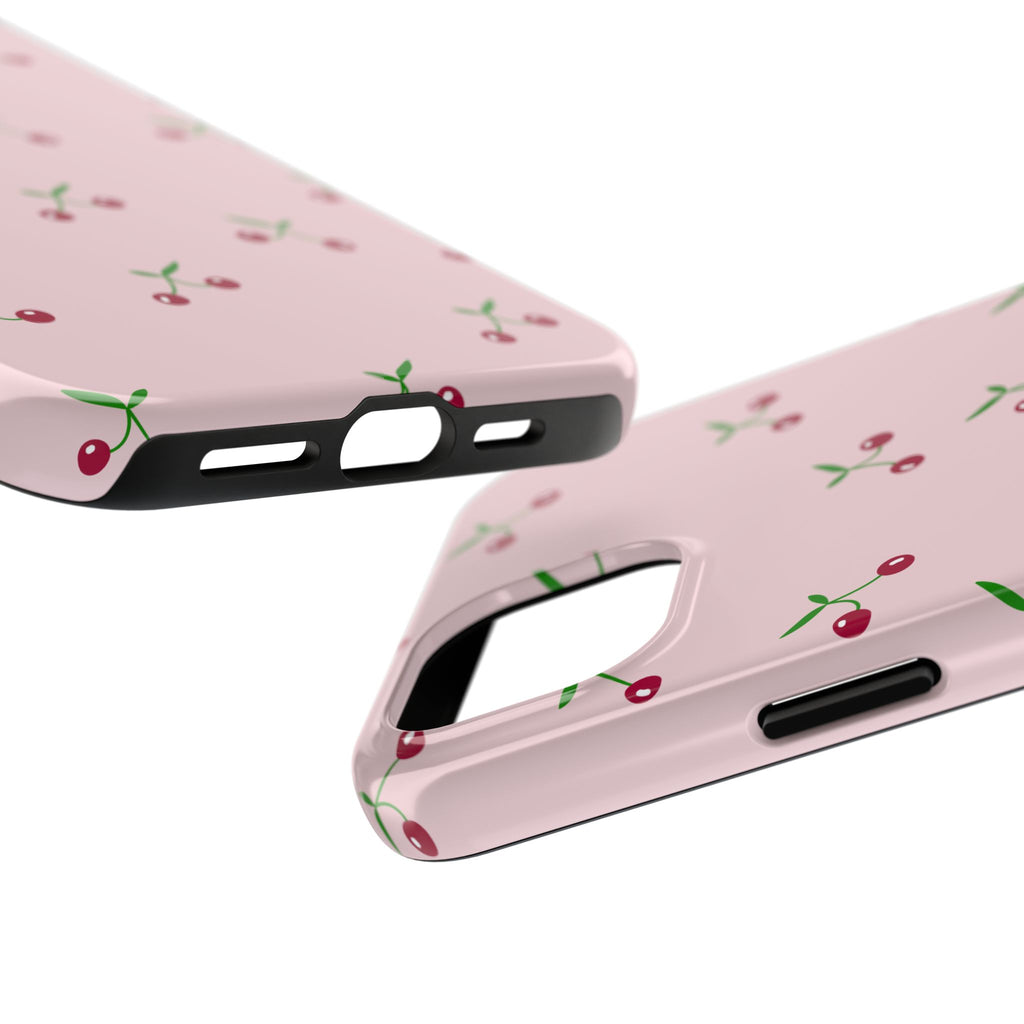 Cherry Pattern Tough Phone Case — Pink Protective iPhone Cover