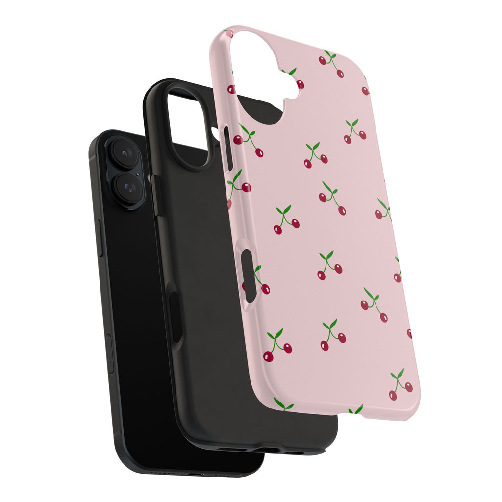 Cherry Pattern Tough Phone Case — Pink Protective iPhone Cover