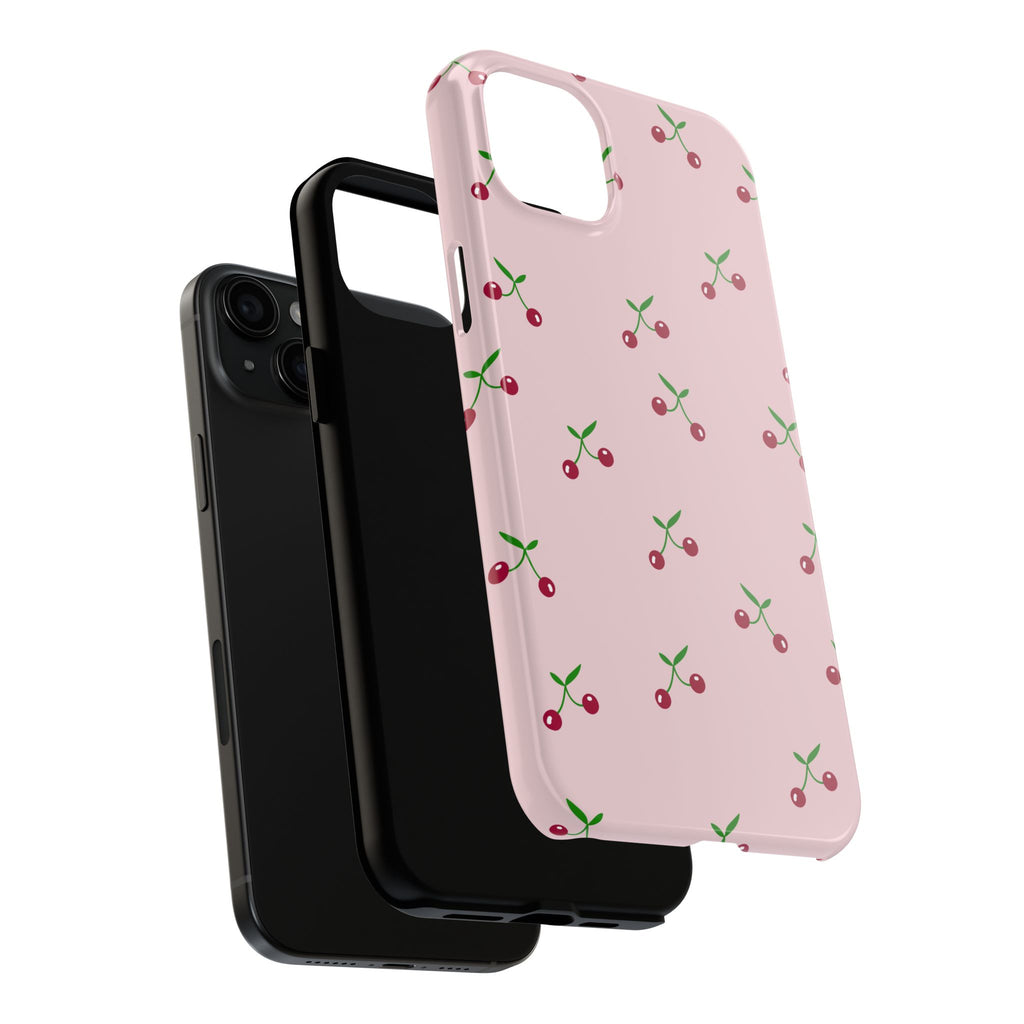 Cherry Pattern Tough Phone Case — Pink Protective iPhone Cover