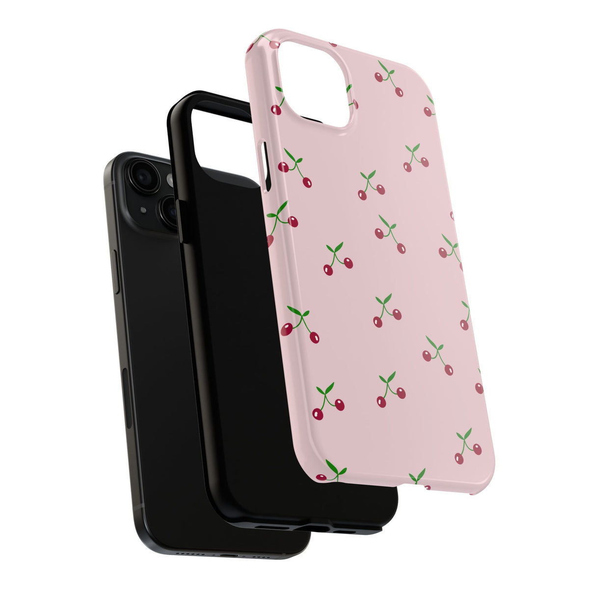 Cherry Pattern Tough Phone Case — Pink Protective iPhone Cover