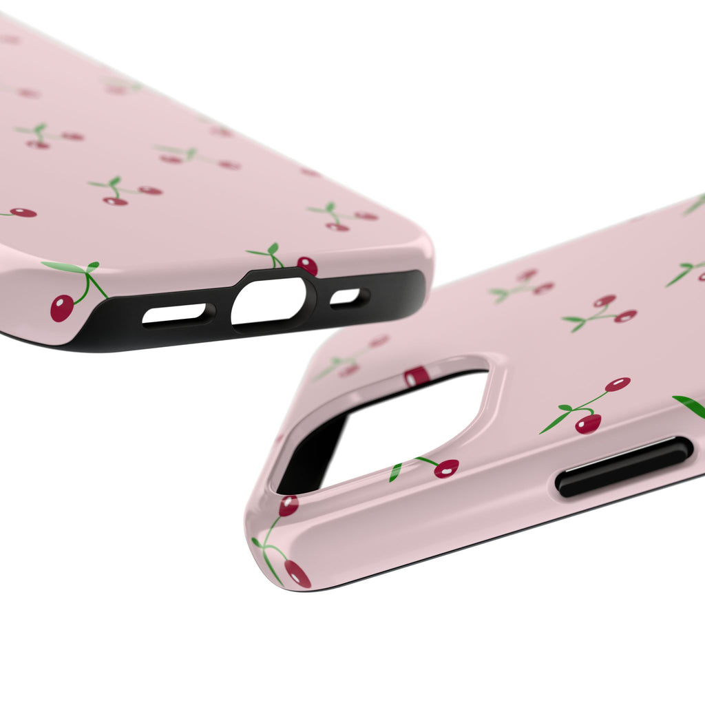 Cherry Pattern Tough Phone Case — Pink Protective iPhone Cover
