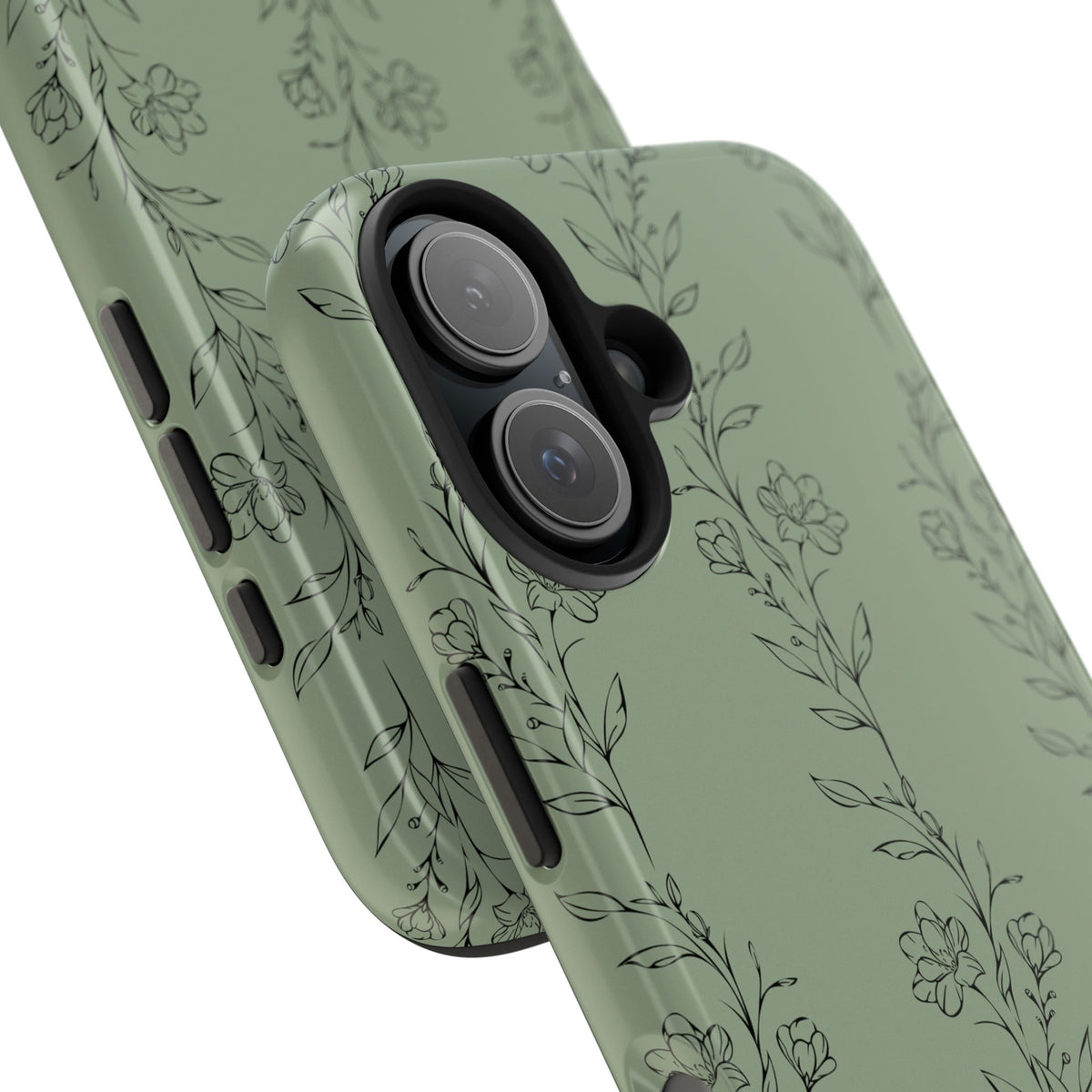 Floral Vine Tough Phone Case — Sage Green Protective iPhone Cover