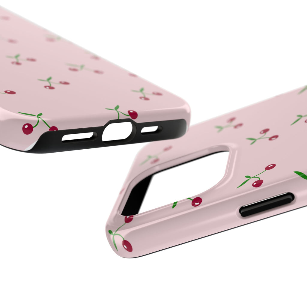 Cherry Pattern Tough Phone Case — Pink Protective iPhone Cover